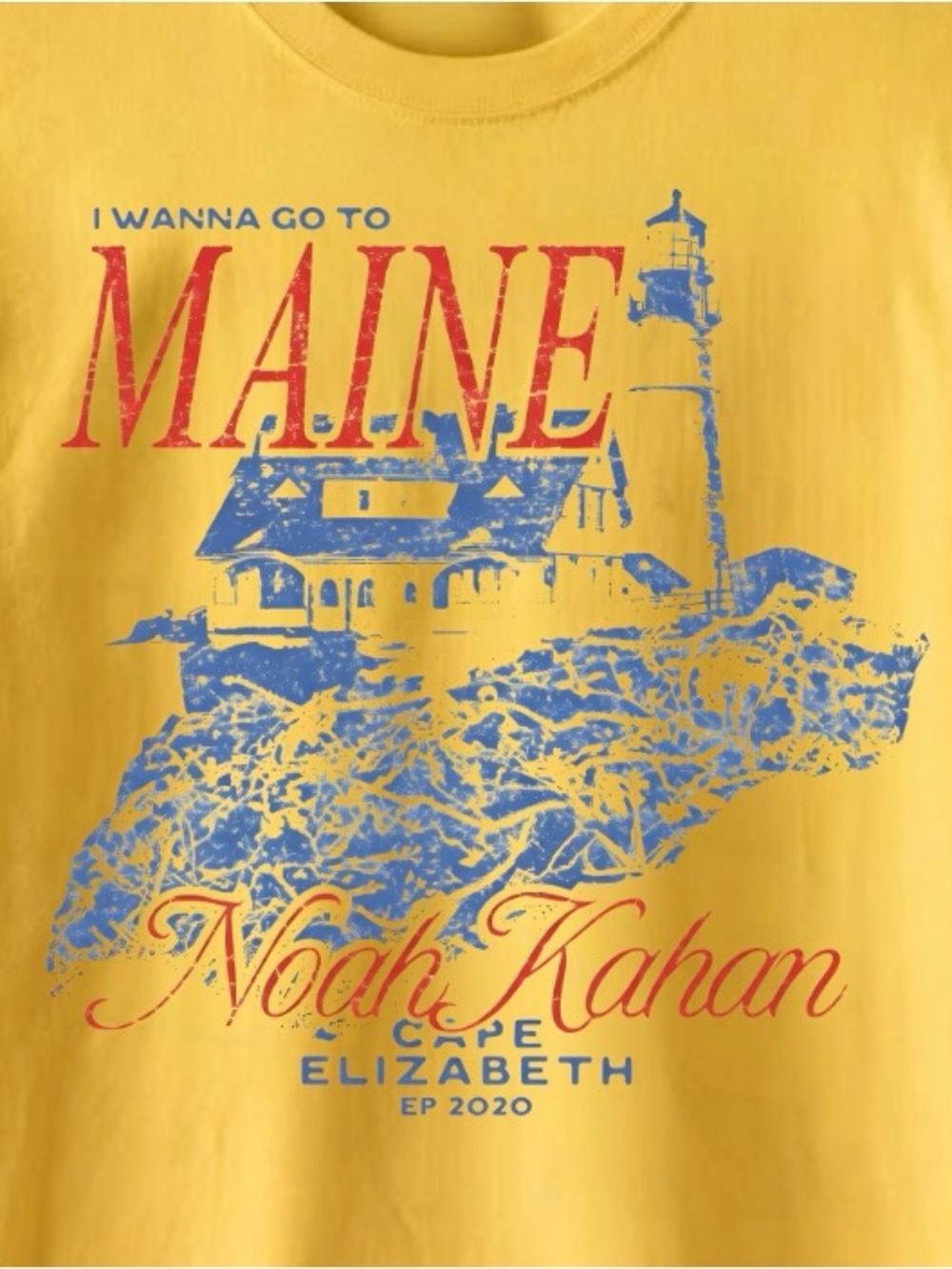 Noah Kahan - Yellow Tee with Blue and Red Maine Graphic - Picture 2 of 2